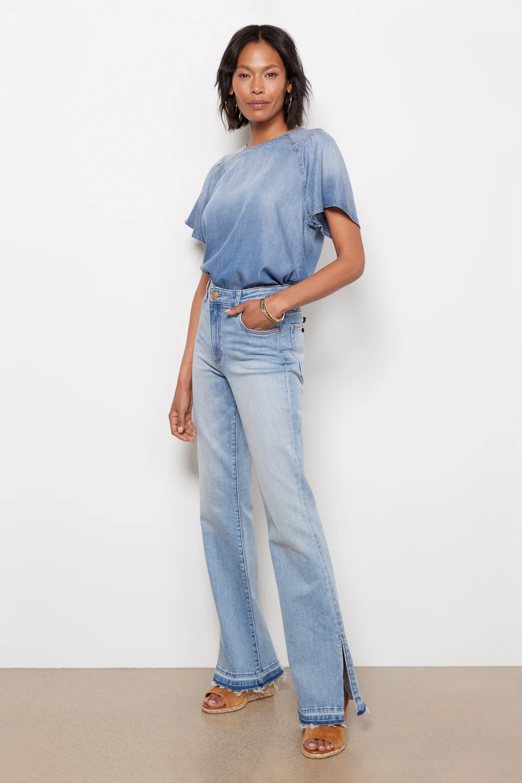 Alice Chambray Flutter Top - Image 3
