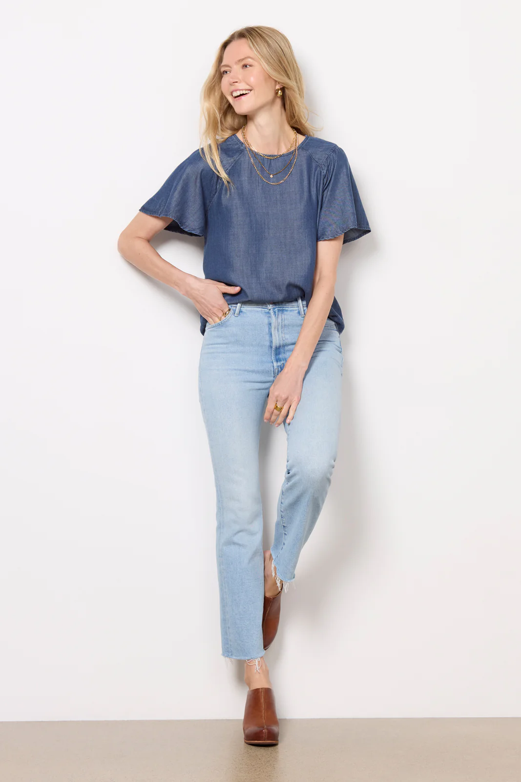 Alice Chambray Flutter Top - Image 3