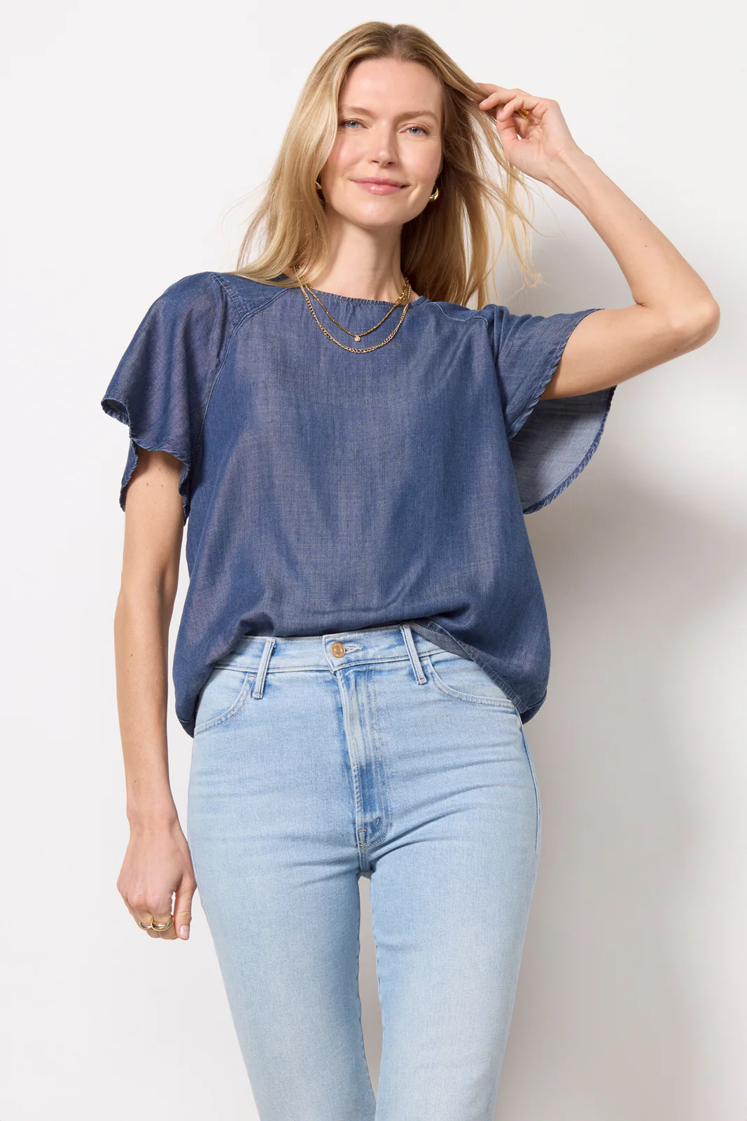 Alice Chambray Flutter Top - Image 5