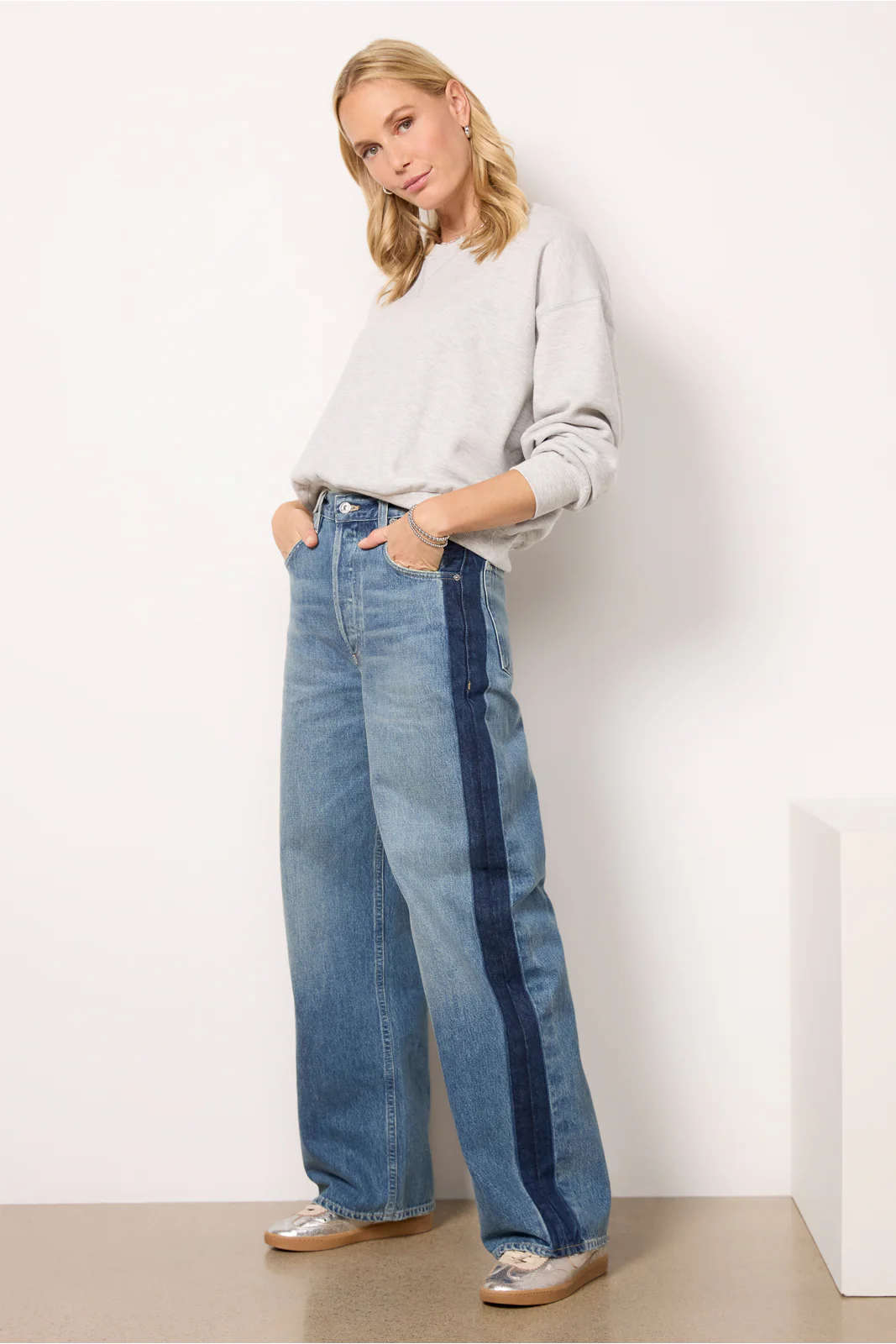 Ayla Baggy w Tuxedo Stripe