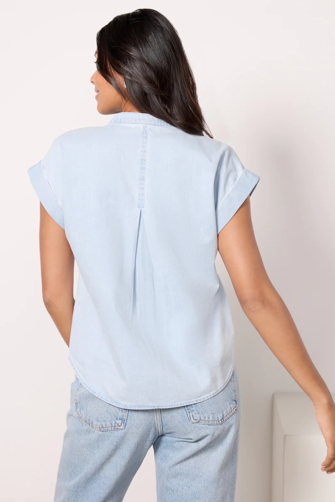 Denim Split Neck Top - Image 4
