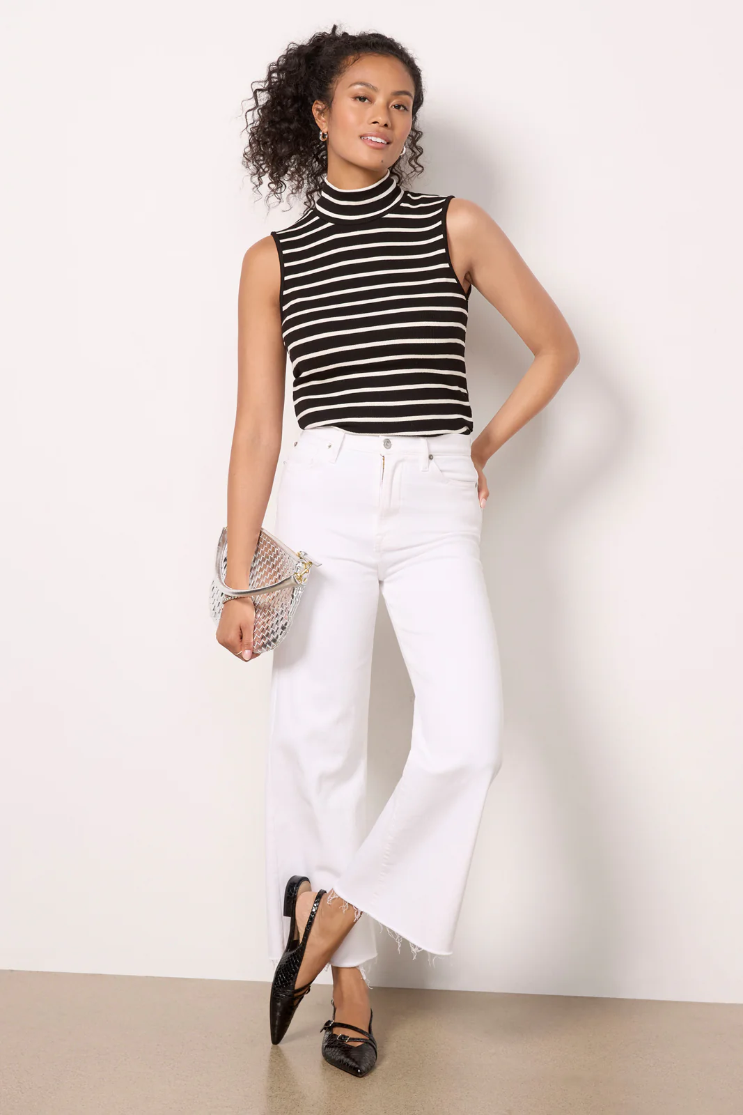 Essential Stripe Sleeveless Mock Neck - Image 3