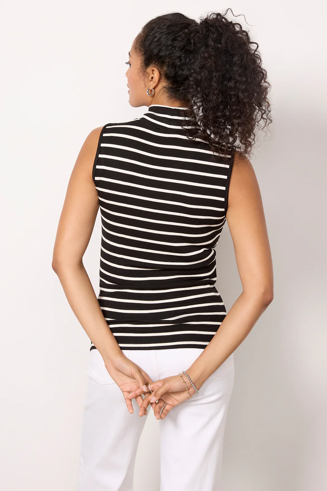 Essential Stripe Sleeveless Mock Neck - Image 4