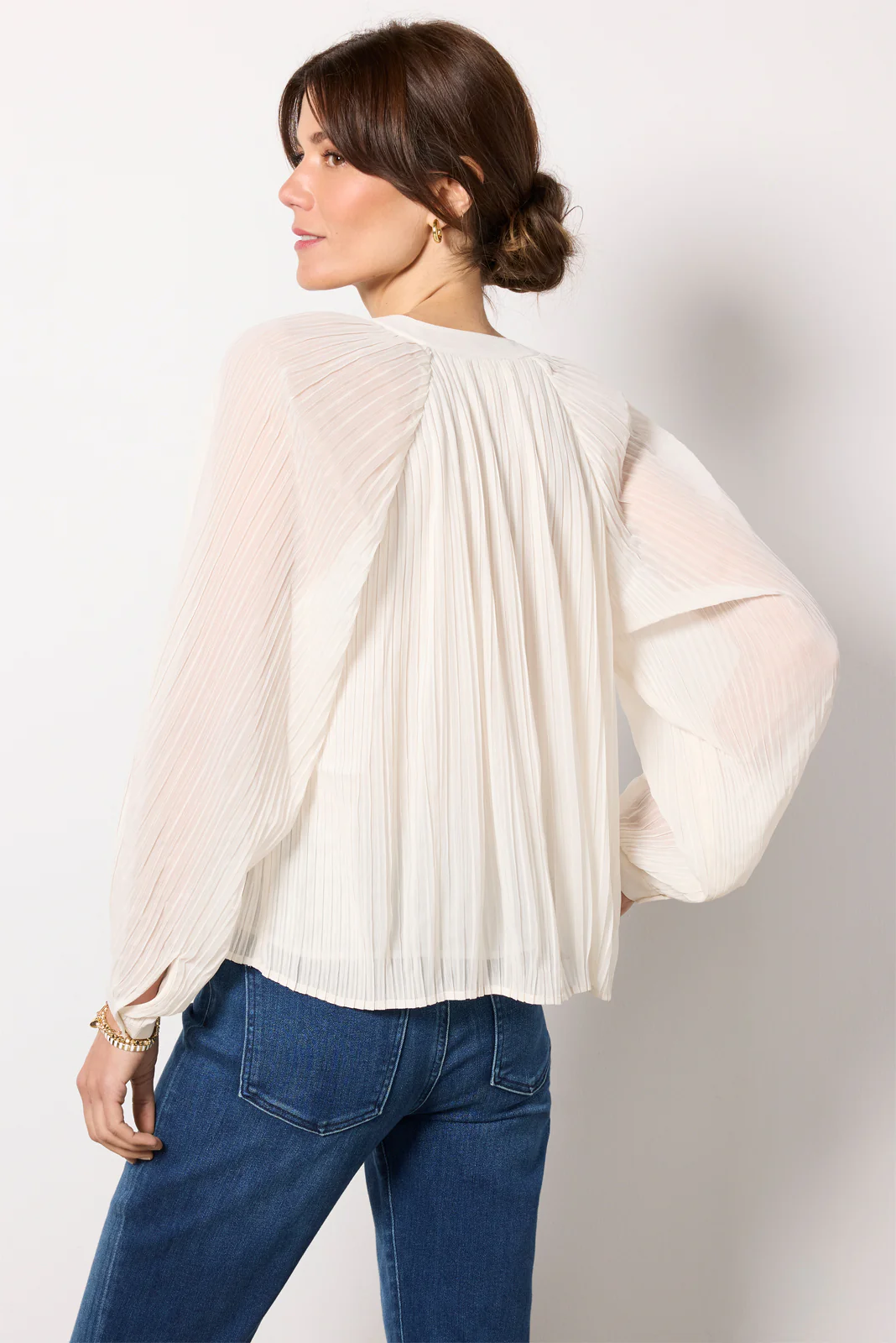 Long Sleeve Pleated Blouse - Image 4