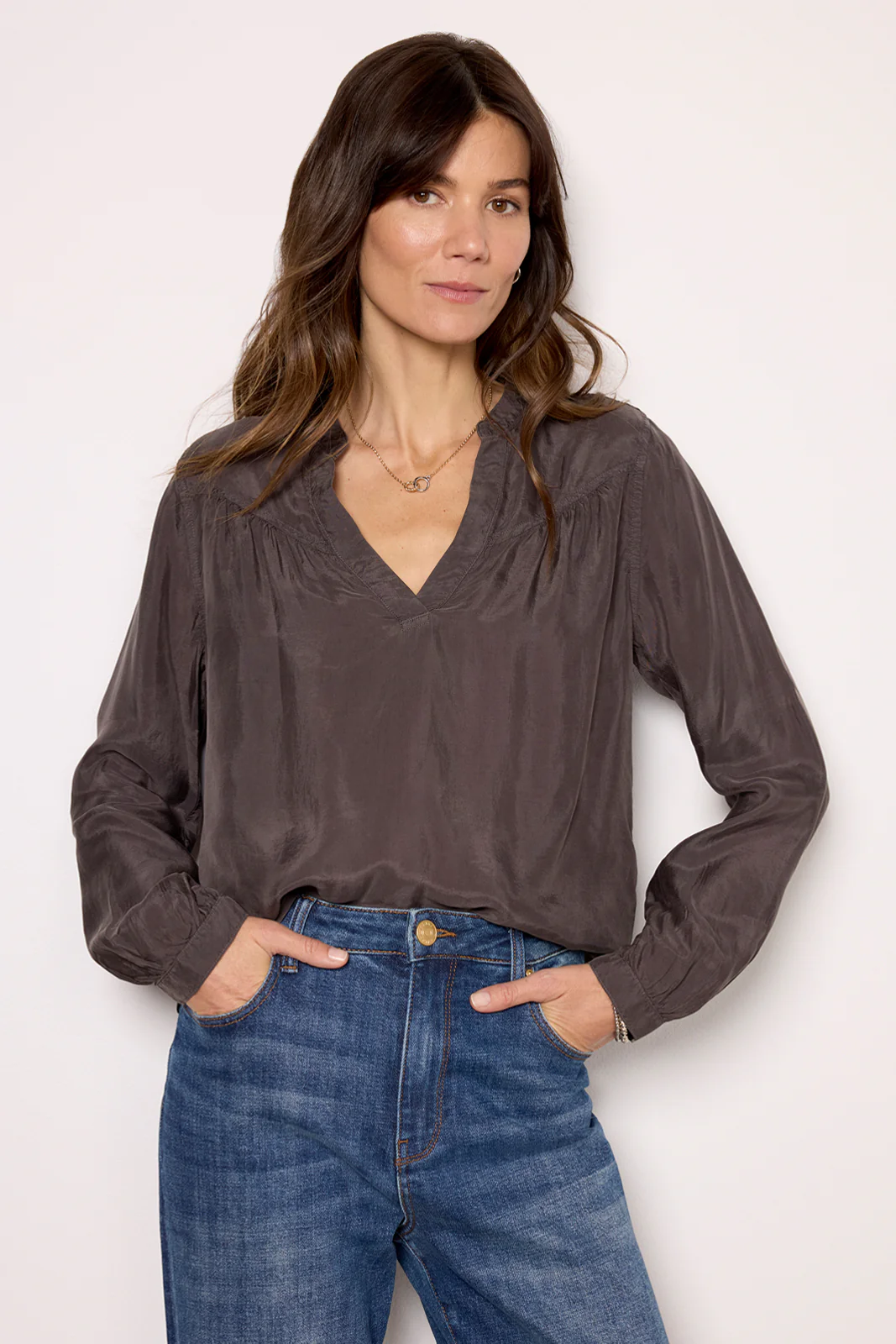 Long Sleeve Shirred Blouse - Image 6