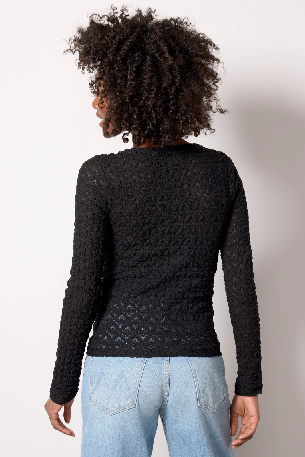 Long Sleeve Textured Boatneck Top - Image 4