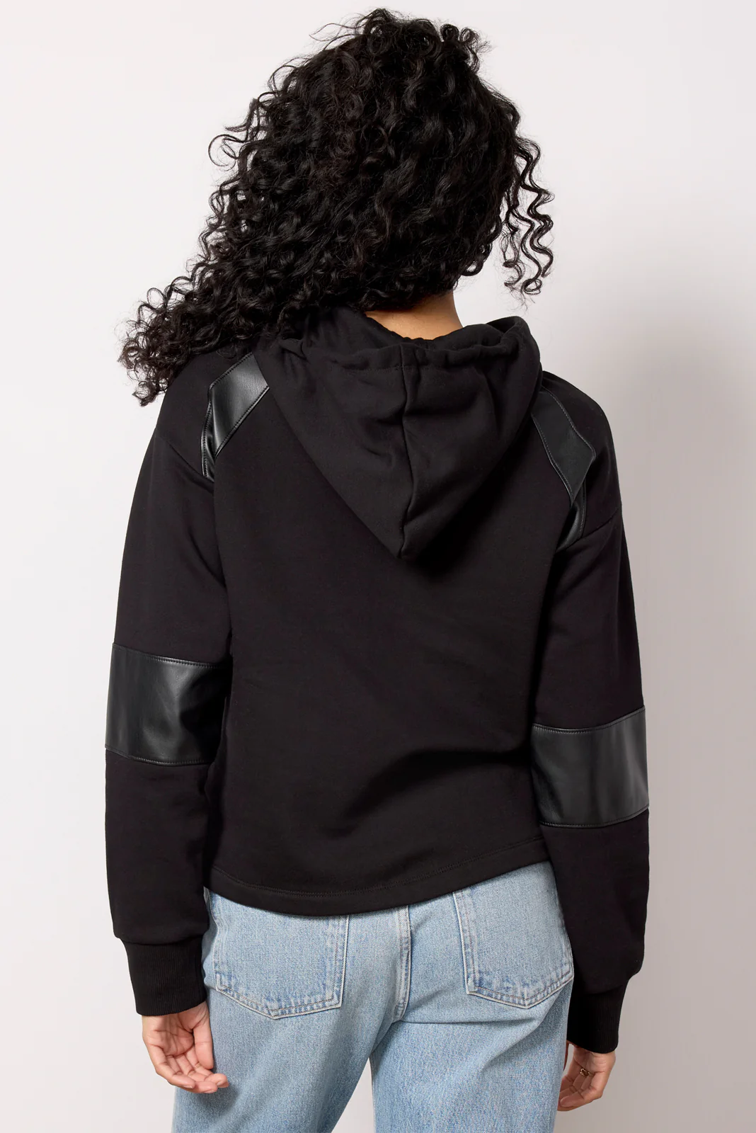 Nickie Faux Leather Hoodie - Image 4