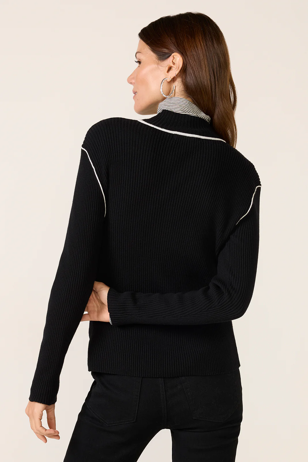 Sporty Rib Zip Up Sweater - Image 4