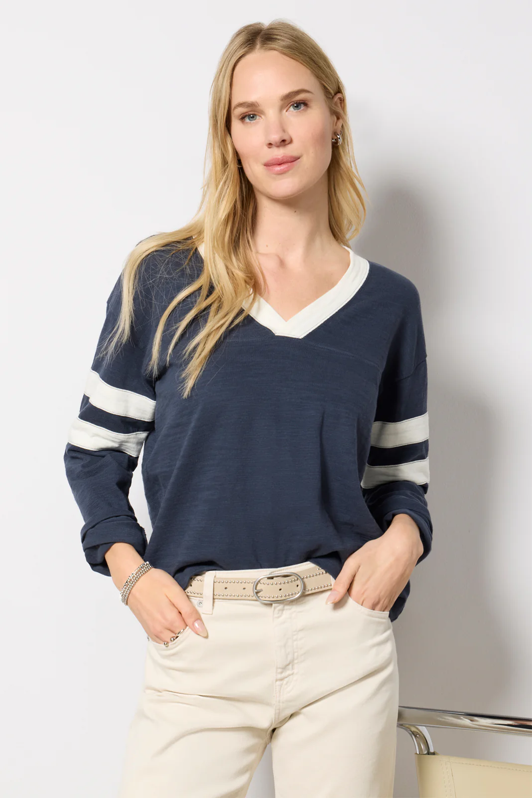 Sunwashed Slub V Neck Top - Image 5