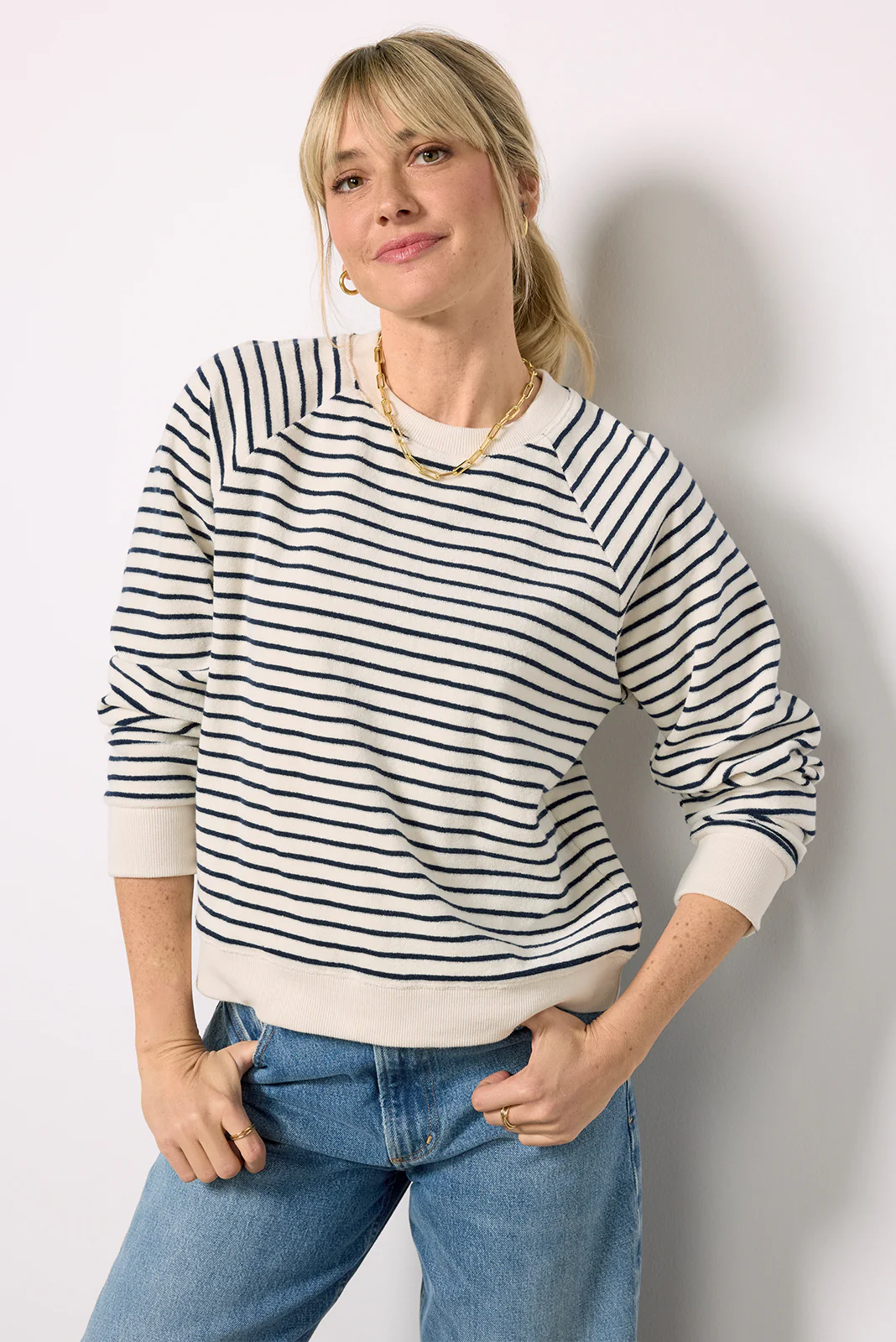 Theron Sailor Stripe Terry Sweatshirt - Image 5