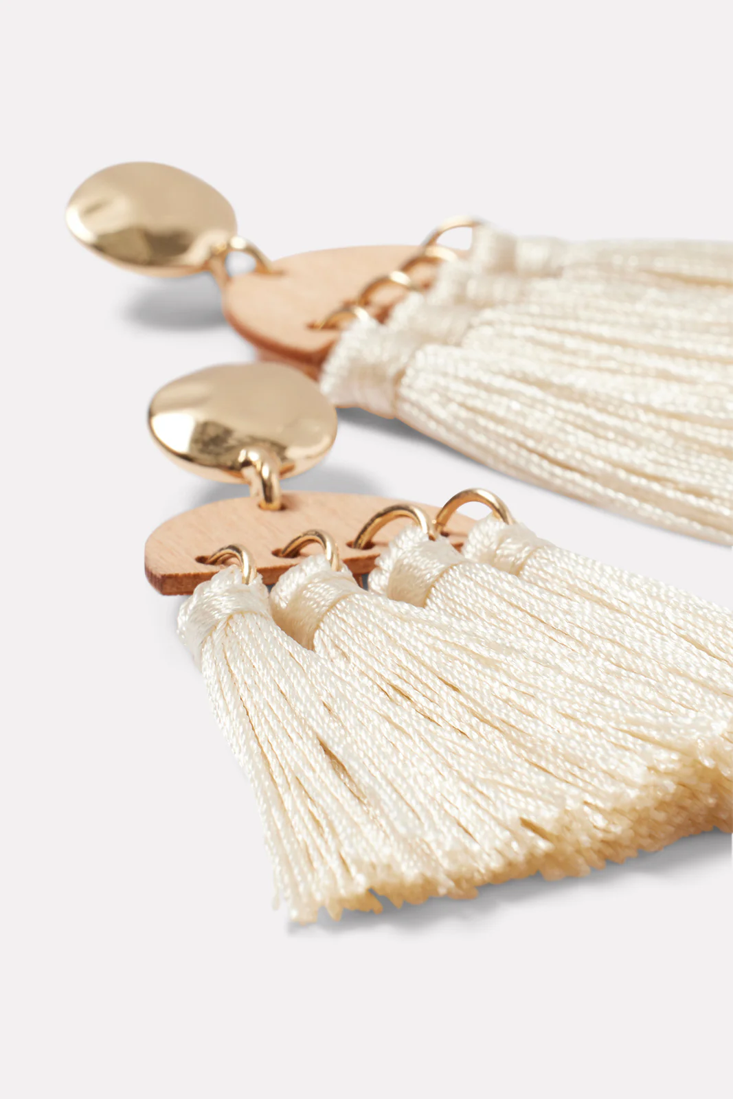 Zinia Wood Tassel Earrings - Image 2