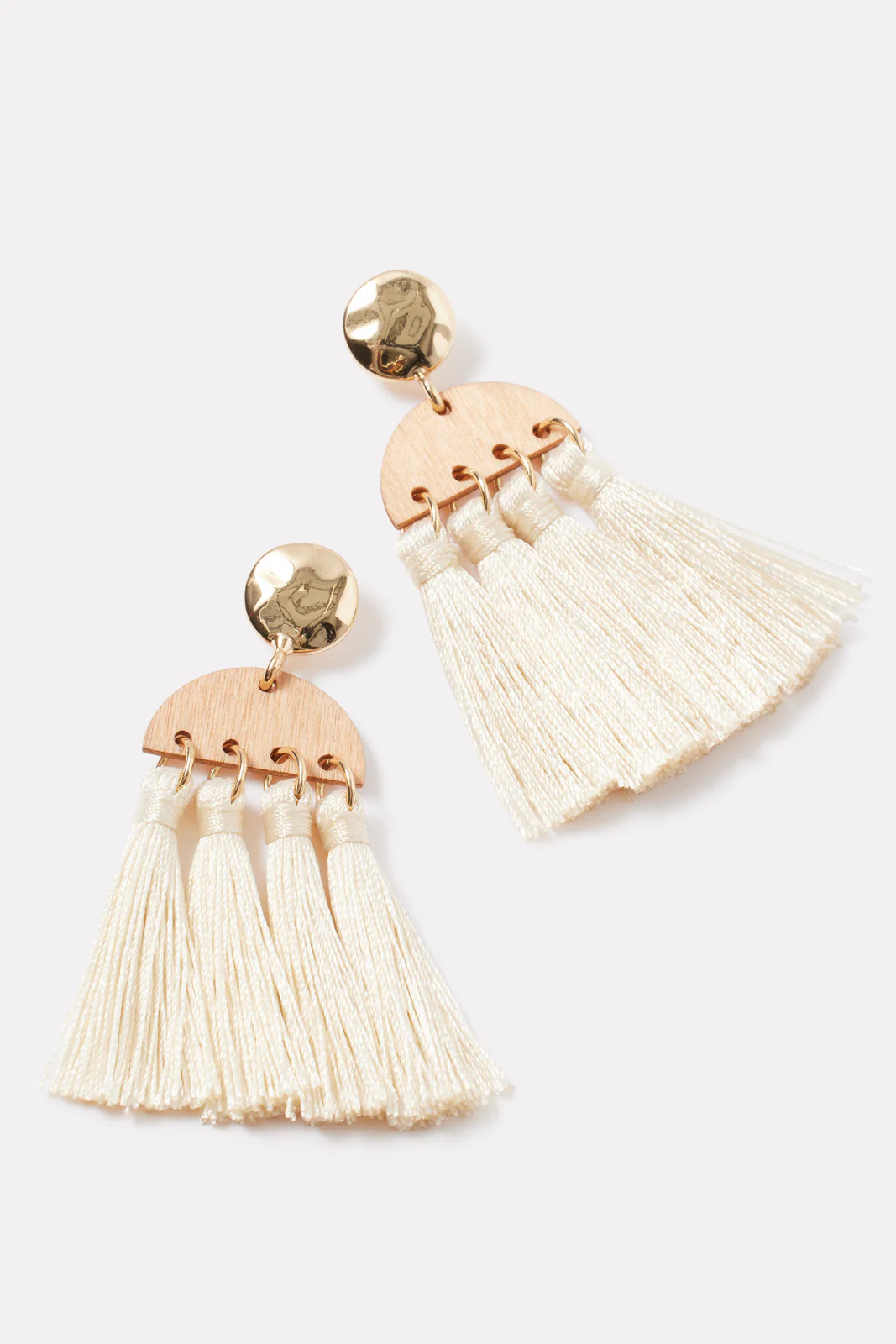 Zinia Wood Tassel Earrings - Image 3